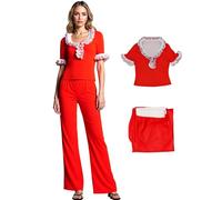 Tvnxdgl Women Sally O’Malley Costume I'm 50 Kick Outfit Saturday Night TV Show Cosplay Red Top Pants Set for Adult Halloween, Red, 3XL