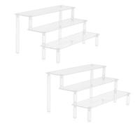 TVNYOUJIA 2 Pcs Acrylic Riser, 3 Tier Clear Display Stand Retail Risers, Acrylic Shelves for Figures Cupcake Dessert Perfume Stand Organizer(11.8", 2 Pcs)