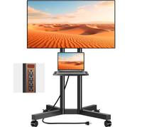 TVON Rolling TV Stand with Power Outlet for 32-75 Inch TV up to 88 lbs | Portable TV Stand on Wheels and Height Adjustment for Bedroom, Office, Outdoor, Max VESA 400x400mm