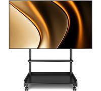TVON TV Stand on Wheels for 40-86 Inch LCD LED OLED Flat Panel Plasma TVs, Height Adjustable TV Floor Stand with Shelf TV Trolley with Wooden Base Max VESA 600x400mm up to 68 kg, Black