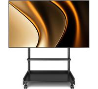 TVON TV Stand on Wheels for 40-86 Inch LCD LED OLED Flat Panel Plasma TVs, Height Adjustable TV Floor Stand with Shelf TV Trolley with Wooden Base Max VESA 600x400mm up to 68 kg, Black