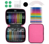 TVOOD Interchangeable Circular Knitting Needles Set: 13 Pairs 10cm Knitting Needles 3.0mm to 10mm Aluminum Circular Needle with Storage Bag Cables Accessories for Beginners Adults
