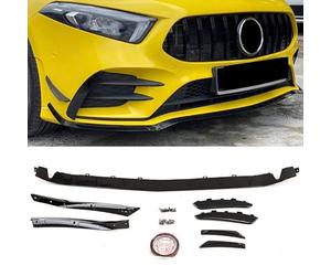 TVP Trade Vehicle Parts.co.uk Compatible With AMG A45 Front Bumper Splitter Aero Kit Front Canards Gloss Mercedes A Class W177