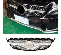 TVP Trade Vehicle Parts.co.uk Compatible With Front Bumper Grille Chrome & Black AMG Diamond Look C Class W205 2014-2018