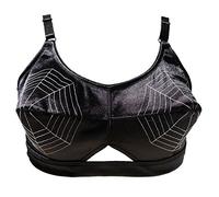 TVRtyle Vintage Black Women Satin Spider Pattern Sexy Bullet Bra Pads Cone Bra BR2018 (X-Large)