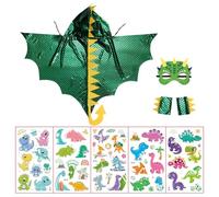 TVSVKWE 1 Dinosaur Cape, 1 Mask, 1 Double Sleeve Cover And 5 Luminous Tattoo Stickers, Dinosaur-Themed Accessories, Children'S Dressing Supplies.
