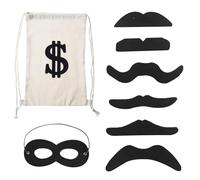 TVSVKWE 1 Dollar Sign Backpack, 1 Eye Mask And 6 Beard, Drawstring Pocket, Masquerade Props, Role Play Supplies.