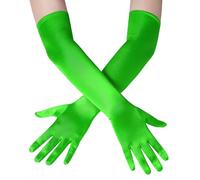 TVSVKWE 1 Pair Of Green Satin Stretch Long Gloves, Classic And Fashionable, Simple Solid Color Gloves For Women, Party Dress Accessories.