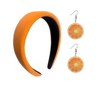 TVSVKWE 1 Piece for Women's Wide Headband and 1 Pair of Orange Earrings, Creative Fruit Earrings, Stylish Personalized Accessories, Clothing Accessories.