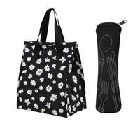 TVSVKWE 1 Piece Insulated Lunch Box Bag And 1 Piece Tableware Bag, Large-Capacity Lunch Box Bag, Simple Lunch Box Bag, Suitable For Work, Picnic Or Travel.