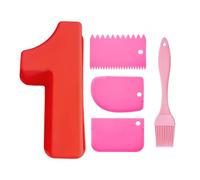 TVSVKWE 1 Piece Number 1 Mold, 3 Piece Scraper And 1 Piece Oil Brush, Silicone Mold, Cake Making Tools, Kitchen Tools, Baking Accessories.