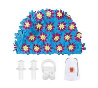 TVSVKWE 1 Piece Of Flower Swimming Cap, 1 Piece Of Earplugs, 1 Piece Of Nose Clip And 1 Piece Of Bear Storage Bag, Swim Equipment, Ladies' Swimming Cap, Cute Swimming Cap.
