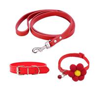 TVSVKWE 1 Piece Pet Leather Collar, 1 Piece Traction Rope And 1 Piece Flower Collar, Pet Accessories, Adjustable Neck Collar, Pet Travel Supplies.