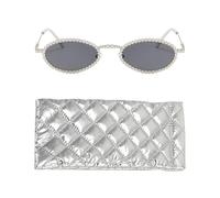 TVSVKWE 1 Piece Retro Oval Glasses And 1 Piece Glasses Bag, Women'S Sunglasses, Party Clothing Accessories.