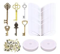 TVSVKWE 100-Piece Key Styling Pendant, 100-Piece Wings And 2-Roll Elastic Rope, Simulated Key Ornaments, Creative Wing Ornaments, Diy Ornaments Accessories.