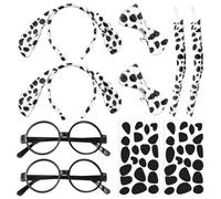 TVSVKWE 2 Headbands, 2 Tails, 2 Bow Tie, 2 Felt Stickers And 2 Glasses, Spotted Dog Costume, Role-Playing Props, Fun Dress-Up Props.