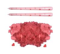 TVSVKWE 2 Long Pink Candles, 1 Pack Of Red Confetti, Heart-Shaped Print, Romantic Candlelight Dinner Decoration, Suitable For Valentine'S Day Wedding Anniversary.