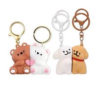 TVSVKWE 2 Pairs Cartoon Animal Keychains, Cute & Fun, Packaging & Decoration Pendants, Couple Keychains