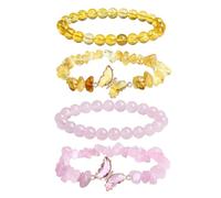 TVSVKWE 2 Pairs Of Beaded Gravel Bracelets, Simple And Fashionable, Girls Butterfly Handpieces, Layered Jewelry, Creative Friendship Bracelets.