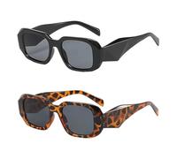 TVSVKWE 2 Pairs Of Retro Rectangular Sunglasses, Fashionable Square Sunglasses, Personalized Trendy Accessories, Y2K Style Glasses.