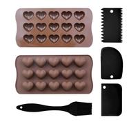 TVSVKWE 2 Pieces Heart-Shaped Chocolate Silicone Mold, 1 Piece Baking Brush, 3 Pieces Multi-Function Scraper, Diy Dessert Accessories, Kitchen Tools, Can Make Candies And Jelly.