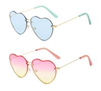 TVSVKWE 2 Pieces Heart-Shaped Sunglasses, Retro Sunglasses, Metal Frame Glasses, Stylish Personality Glasses, Party Glasses.
