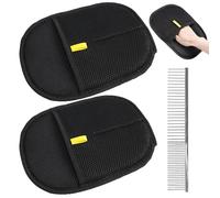 TVSVKWE 2 Pieces Of Black Hair Removal Gloves, 1 Piece Of Steel Comb, Double-Sided Classic Hair Removal Device, Reusable, Pet Hair Cleaning Props.