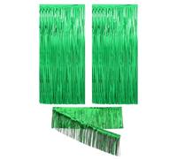 TVSVKWE 2 Pieces Of Green Metal Foil Tassel Curtain, 1 Piece Of Rain Curtain Pulling Flag, Glittering, Classic Fashion, Party Creative Background Hanging Decoration.