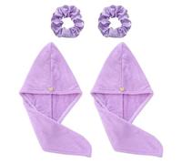 TVSVKWE 2 Pieces Purple Dry Hair Cap And 2 Pieces Hair Rings, Water-Absorbing Shower Cap, Soft And Comfortable Dry Hair Cap, Bath Accessories.