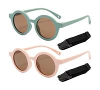 TVSVKWE 2 Pieces Round Glasses And 2 Pieces Anti-Fall-Proof Glasses Lanyard, Outdoor Sun Protection Sunglasses, Retro Children'S Sunglasses, Sun Protection Supplies.