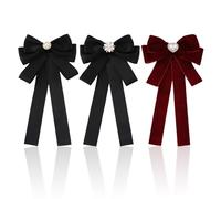 TVSVKWE 3 Pieces Bow Streamer Pins, Women's Fashionable Pearl Brooch, Personalized School Style Badges, Creative Clothing Accessories.