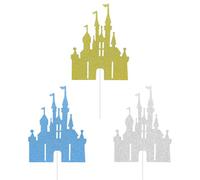 TVSVKWE 3 Pieces Of Castle Cake Card Insert, Creative Design Card Insert, Shiny Cake Decorations, Birthday Party Supplies.