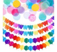 TVSVKWE 4 Pieces Of Paper Lace, 1 Pack Of Confetti, Creative Hanging Garland, Sprink Confetti, Colorful Decoration For Holiday Birthday Party.