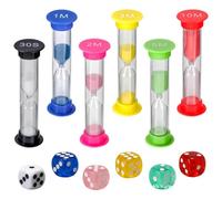 TVSVKWE 6-Piece Hourglass And 6-Piece Dice, Children'S Sand Timer, Creative Timer, Home Ornaments, Learning Timer.