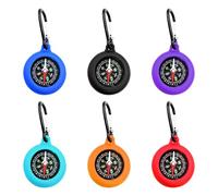TVSVKWE 6 Pieces Of Compass With Hooks, Children'S Compass, Mini Portable Compass, Silicone Compass, Outdoor Gear.