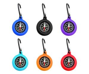 TVSVKWE 6 Pieces Of Compass With Hooks, Children'S Compass, Mini Portable Compass, Silicone Compass, Outdoor Gear.
