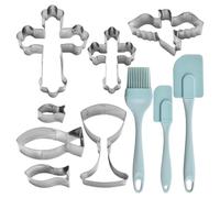 TVSVKWE 7 Pieces Of Baptism Theme Mold And 3 Pieces Of Scraper, Stainless Steel Biscuit Mold, Baking Tools, Kitchen Supplies.