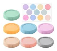 TVSVKWE 7 Pieces Plastic Cover, 1 Piece Of Round Label Sticker, Multi-Purpose Beverage Cover, Reusable, Creative Durable Cover.