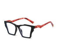 TVTBBVV Geometric Square Eyeglasses for Women Men, Retro Black Thick Frame with Clear Lenses, Angular Temple Arms, Lightwei