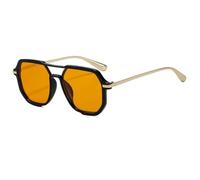 TVTBBVV Oversized Hexagonal Sunglasses for Women Men Retro Square Geometric Frame UV400 Protection Double Bridge Eyewear Fashion Shades for Outdoor Travel,C4,One size