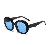 TVTBBVV Oversized Round Sunglasses for Women Black Frame Wide Temple UV400 Protection Oval Chunky Sun Glasses