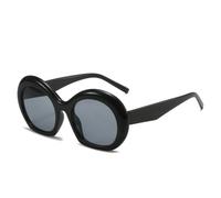 TVTBBVV Oversized Round Sunglasses for Women Black Frame Wide Temple UV400 Protection Oval Chunky Sun Glasses