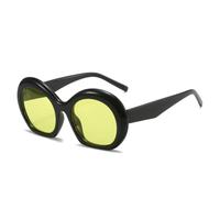TVTBBVV Oversized Round Sunglasses for Women Black Frame Wide Temple UV400 Protection Oval Chunky Sun Glasses