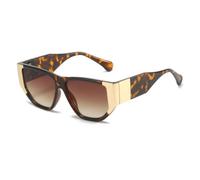 TVTBBVV Oversized Square Sunglasses for Women Black Gold Frame Wide Temple UV400 Protection Chunky Sun Glasses