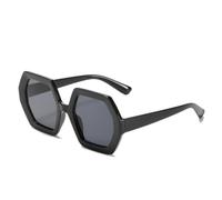 TVTBBVV Polygon Hexagon Sunglasses for Women Men Black Frame UV400 Protection Retro Trendy Sun Glasses