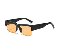TVTBBVV Retro Flat Top Square Sunglasses for Men Women 90s Semi Rimless Metal Trim Shades Chunky Wide Temple UV400 Sun Glas