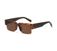 TVTBBVV Retro Flat Top Square Sunglasses for Men Women 90s Semi Rimless Metal Trim Shades Chunky Wide Temple UV400 Sun Glas