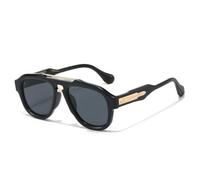 TVTBBVV Square Sunglasses for Men Women Black Frame Thick Frame Gold Detail Temples Lightweight Texture Material Casual Fas