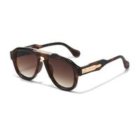 TVTBBVV Square Sunglasses for Men Women Black Frame Thick Frame Gold Detail Temples Lightweight Texture Material Casual Fas