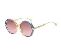 TVTBBVV Women Luxury Sunglasses Fashion Metal Large Frame Circular Shape Travel Uv400(Gold Blue Tea)